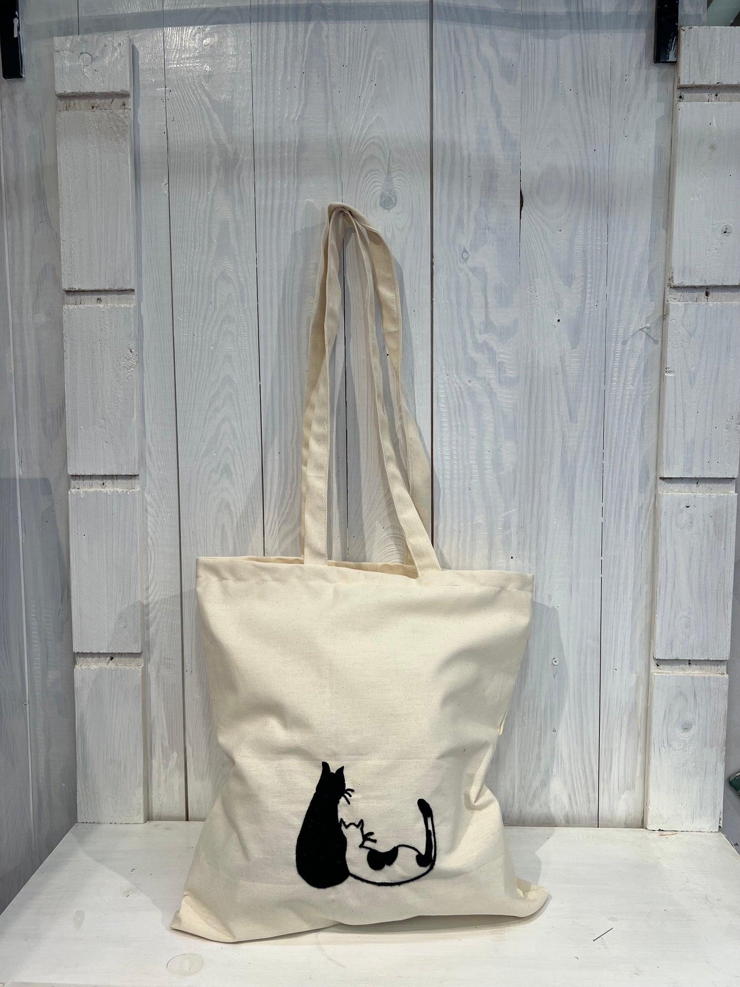 Tote Bag brodé de chats - Tote Bag - Tote Bag Brodé - Tote Bag Brodé Chats Amoureux - Shopper Bag - Brodé Shopper Bag Pièce Unique - Fait Main