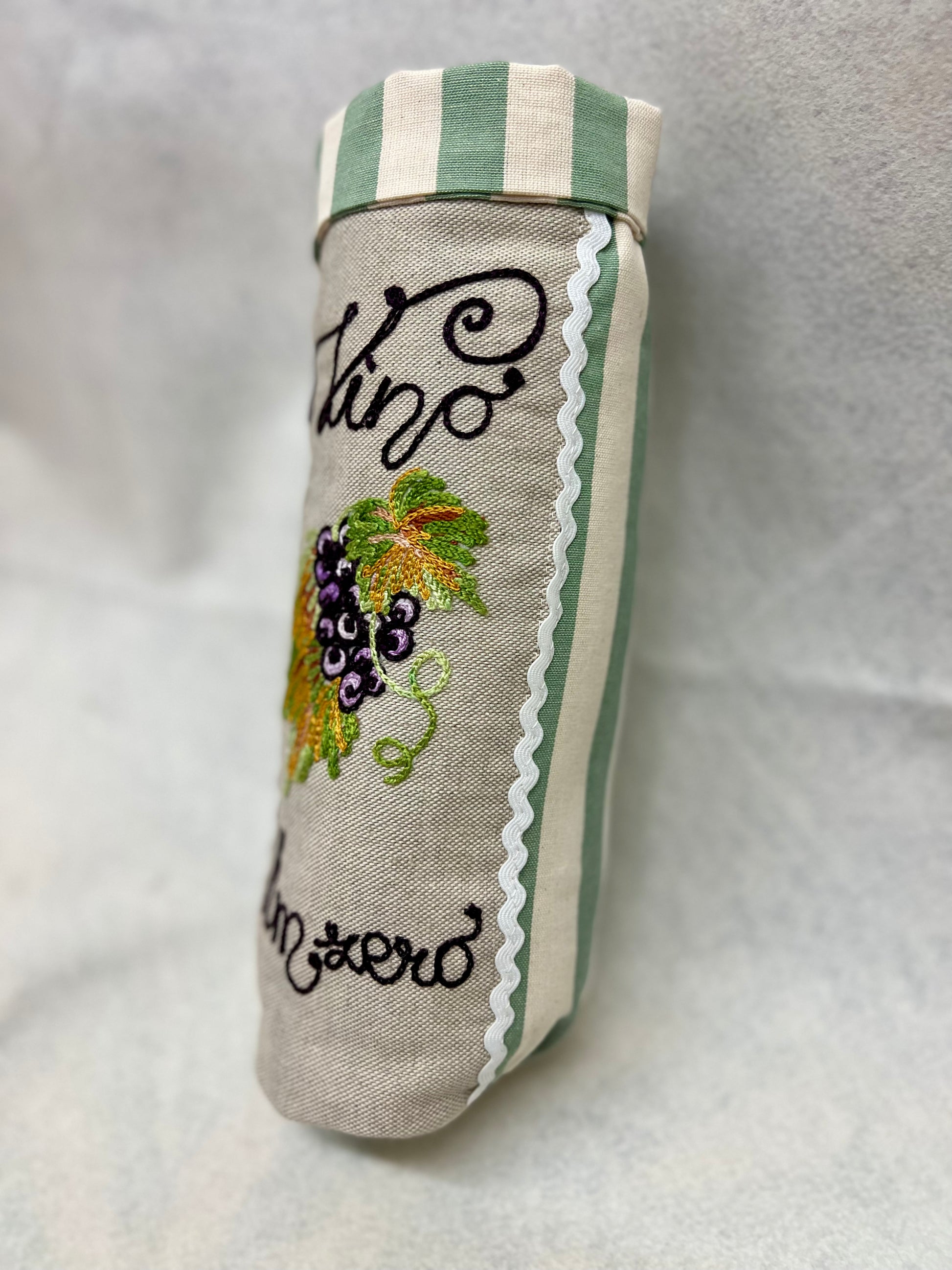 Sacchetto portavino in stoffa fatto a mano - decorato e personalizzabi –  Piacevolmente Country di Rosi Maria Cristina